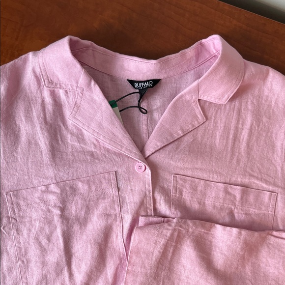 Buffalo Linen Blend Light Pink Button Down Shirt XL NWT - Picture 6 of 8